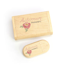 Load image into Gallery viewer, Wood USB Gift Box - Oval - Printed