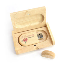 Load image into Gallery viewer, Wood USB Gift Box - Oval - Printed