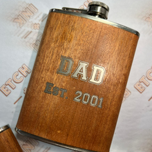 Load image into Gallery viewer, Walnut Wood Engraved Flask