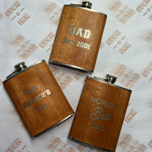 Load image into Gallery viewer, Walnut Wood Engraved Flask