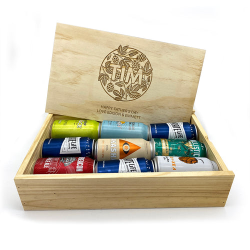 Nine Beer Hamper with Personalised Wood Box