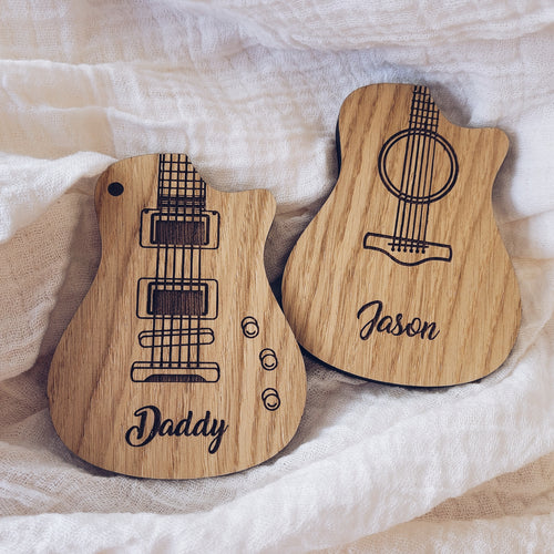 Personalised Guitar Picks with Custom Guitar Shaped Box (Acoustic or Electric Style Lid)