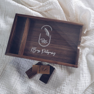 Maple/Walnut Photo Boxes - Clear Acrylic Lid - Engraved