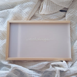 Maple/Walnut Photo Boxes - Frosted Lid - White Printed Logo/Text