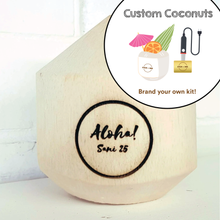 Load image into Gallery viewer, Branded White Drinking Coconuts - Custom Iron