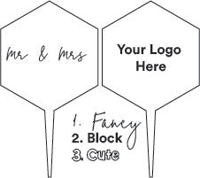 Hexagon Engraved Cupcake Toppers QTY 6