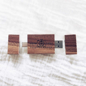 Wood USB and USB C - Rectangle - Engraved