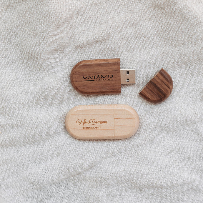 Wood USB - Oval - Engraved