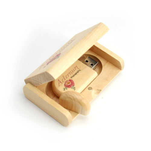 Wood USB Gift Box - Oval - Printed