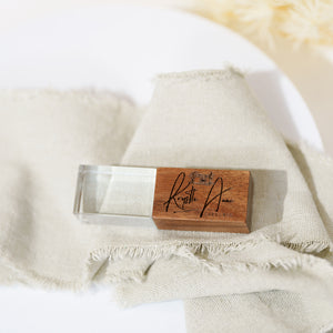 Crystal and Wood USB - Engraved