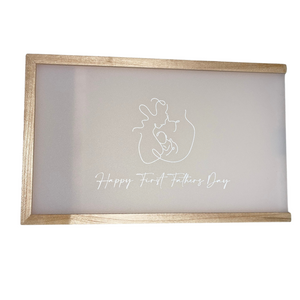 Fathers Day Photo Box with White Print Frosted Lid