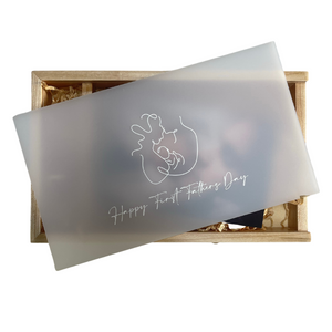 Fathers Day Photo Box with White Print Frosted Lid