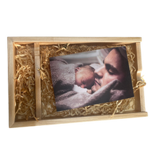 Load image into Gallery viewer, Fathers Day Photo Box with White Print Frosted Lid