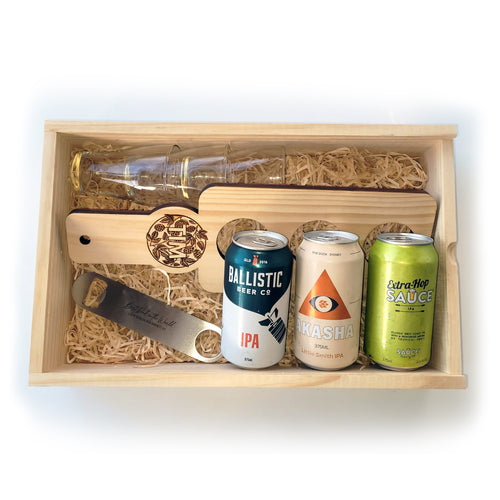 Three Beer Hamper with Tasting Paddle and Bar Blade